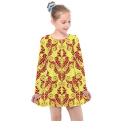 Great Vintage Pattern B Kids  Long Sleeve Dress by PatternFactory