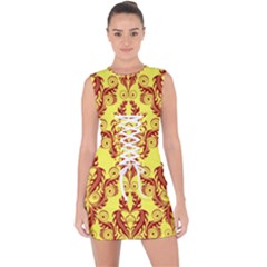 Great Vintage Pattern B Lace Up Front Bodycon Dress by PatternFactory