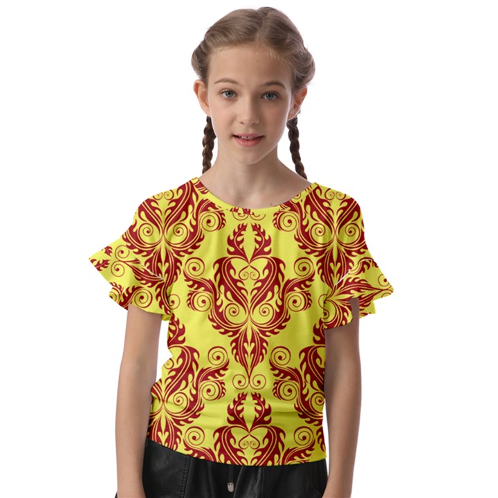 Great Vintage Pattern B Kids  Cut Out Flutter Sleeves