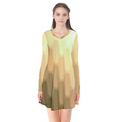 Wonderful Gradient Shades 6 Long Sleeve V-neck Flare Dress by PatternFactory