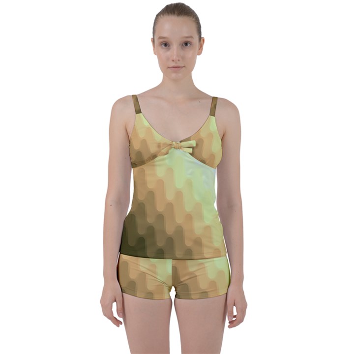 Wonderful Gradient Shades 6 Tie Front Two Piece Tankini