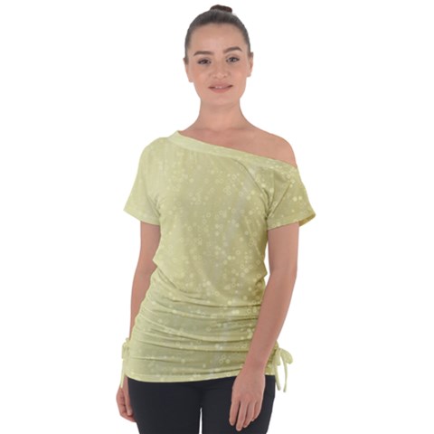 Jubilee Soft Golden Off Shoulder Tie-up Tee by PatternFactory