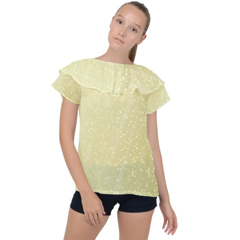 Jubilee Soft Golden Ruffle Collar Chiffon Blouse by PatternFactory