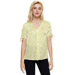 Jubilee Soft Golden Bow Sleeve Button Up Top