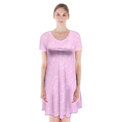 Jubilee Pink Short Sleeve V-neck Flare Dress by PatternFactory