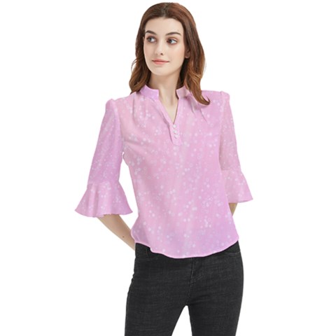 Jubilee Pink Loose Horn Sleeve Chiffon Blouse by PatternFactory