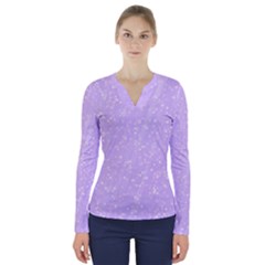 Jubilee Blue V-neck Long Sleeve Top by PatternFactory