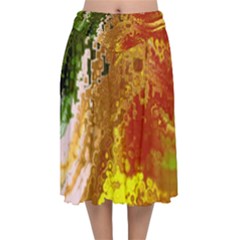 Fraction Space 3 Velvet Flared Midi Skirt by PatternFactory