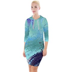 Fraction Space 2 Quarter Sleeve Hood Bodycon Dress by PatternFactory