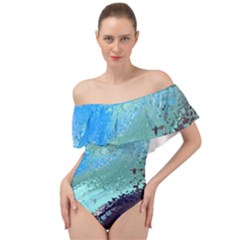 Fraction Space 2 Off Shoulder Velour Bodysuit  by PatternFactory