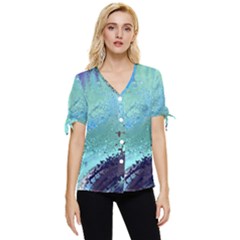 Fraction Space 2 Bow Sleeve Button Up Top