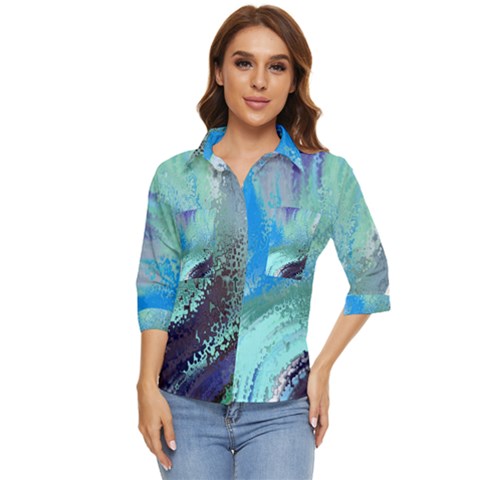 Fraction Space 2 Women s Quarter Sleeve Pocket Shirt by PatternFactory