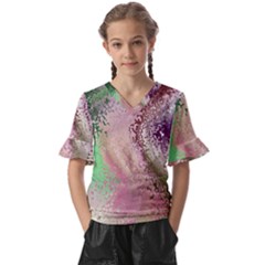 Fraction Space 1 Kids  V-neck Horn Sleeve Blouse