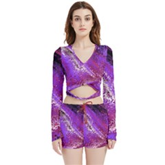 Fraction Space 4 Velvet Wrap Crop Top And Shorts Set by PatternFactory