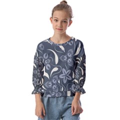 Folk Flowers Pattern  Kids  Cuff Sleeve Top