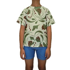 Folk Flowers Pattern  Kids  Short Sleeve Swimwear by Eskimos