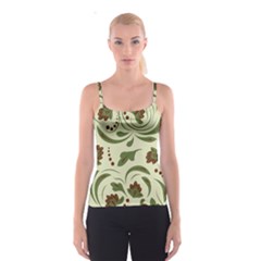 Folk Flowers Pattern  Spaghetti Strap Top by Eskimos