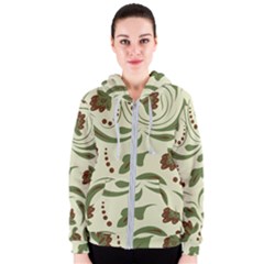 Folk Flowers Pattern  Women s Zipper Hoodie by Eskimos