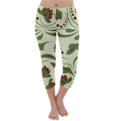 Folk Flowers Pattern  Capri Winter Leggings  by Eskimos