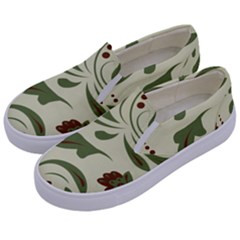 Folk Flowers Pattern  Kids  Canvas Slip Ons by Eskimos