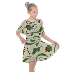 Folk Flowers Pattern  Kids  Shoulder Cutout Chiffon Dress by Eskimos