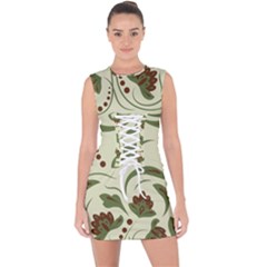 Folk Flowers Pattern  Lace Up Front Bodycon Dress by Eskimos