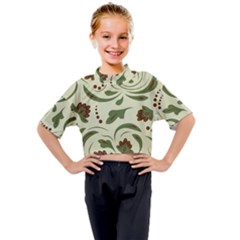 Folk Flowers Pattern  Kids Mock Neck Tee