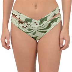 Folk Flowers Pattern  Double Strap Halter Bikini Bottom