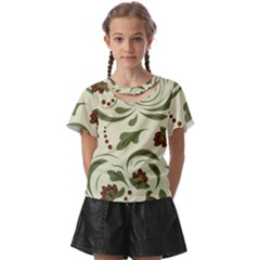 Folk Flowers Pattern  Kids  Front Cut Tee by Eskimos