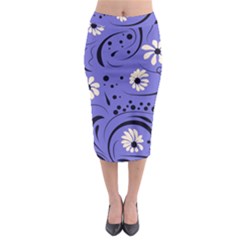 Folk Flowers Pattern  Midi Pencil Skirt by Eskimos