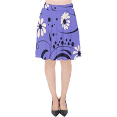 Folk Flowers Pattern  Velvet High Waist Skirt by Eskimos