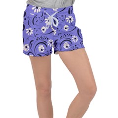 Folk Flowers Pattern  Velour Lounge Shorts by Eskimos