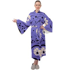 Folk Flowers Pattern  Maxi Velour Kimono by Eskimos