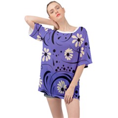 Folk Flowers Pattern  Oversized Chiffon Top by Eskimos