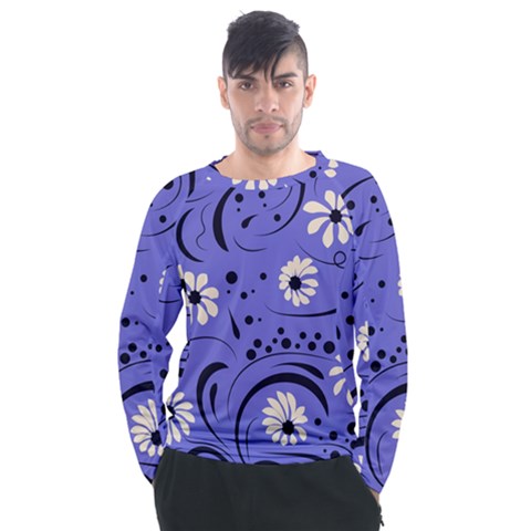 Folk Flowers Pattern  Men s Long Sleeve Raglan Tee by Eskimos