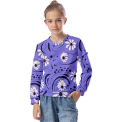 Folk Flowers Pattern  Kids  Long Sleeve Tee With Frill 