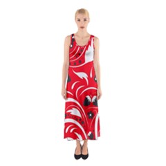 Folk Flowers Pattern  Sleeveless Maxi Dress by Eskimos