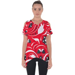 Folk Flowers Pattern  Cut Out Side Drop Tee by Eskimos