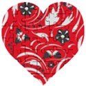 Folk flowers pattern  Wooden Puzzle Heart View1