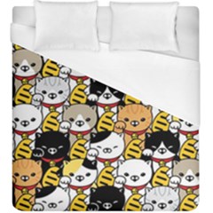 Cat-seamless-pattern-lucky-cat-japan-maneki-neko-vector-kitten-calico-pet-scarf-isolated-repeat-back Duvet Cover (king Size) by elchino