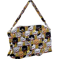 Cat-seamless-pattern-lucky-cat-japan-maneki-neko-vector-kitten-calico-pet-scarf-isolated-repeat-back Canvas Crossbody Bag