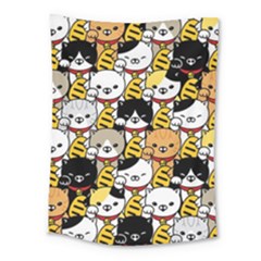 Cat-seamless-pattern-lucky-cat-japan-maneki-neko-vector-kitten-calico-pet-scarf-isolated-repeat-back Medium Tapestry by elchino