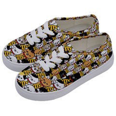 Cat-seamless-pattern-lucky-cat-japan-maneki-neko-vector-kitten-calico-pet-scarf-isolated-repeat-back Kids  Classic Low Top Sneakers by elchino