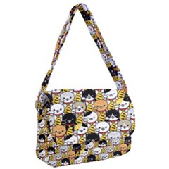 Cat-seamless-pattern-lucky-cat-japan-maneki-neko-vector-kitten-calico-pet-scarf-isolated-repeat-back Courier Bag by elchino