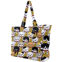 Cat-seamless-pattern-lucky-cat-japan-maneki-neko-vector-kitten-calico-pet-scarf-isolated-repeat-back Simple Shoulder Bag by elchino