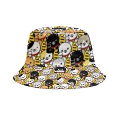 Cat-seamless-pattern-lucky-cat-japan-maneki-neko-vector-kitten-calico-pet-scarf-isolated-repeat-back Inside Out Bucket Hat