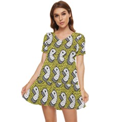 Memphis-seamless4-[converted5]redbubble8192 Tiered Short Sleeve Mini Dress