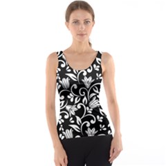 Black And White Bluebells Tank Top by Tizzee