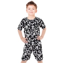 Black And White Bluebells Kids  Tee And Shorts Set by Tizzee