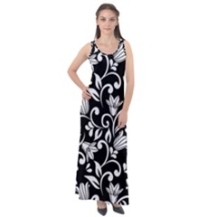 Black And White Bluebells Sleeveless Velour Maxi Dress by Tizzee